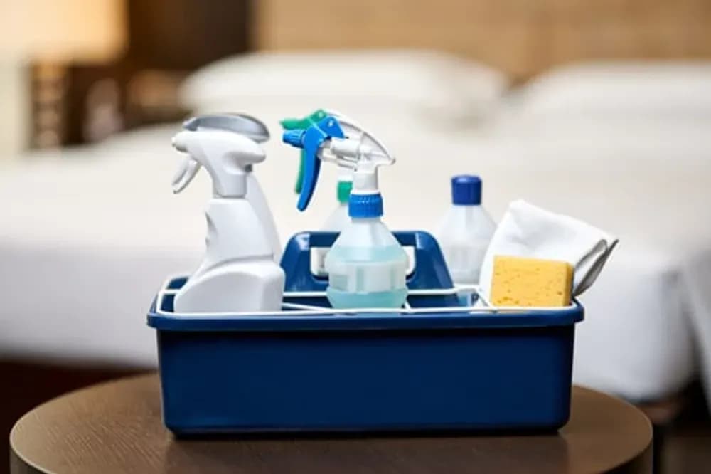Bright Glow Cleaning Services team finishing a spotless, freshly cleaned home interior